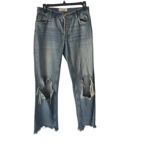Free People We The Free Women's Size 26 Baggy Distressed Maggie Boyfriend Jeans